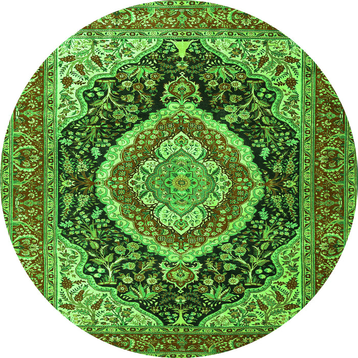 Square Persian Green Traditional Rug, tr3603grn