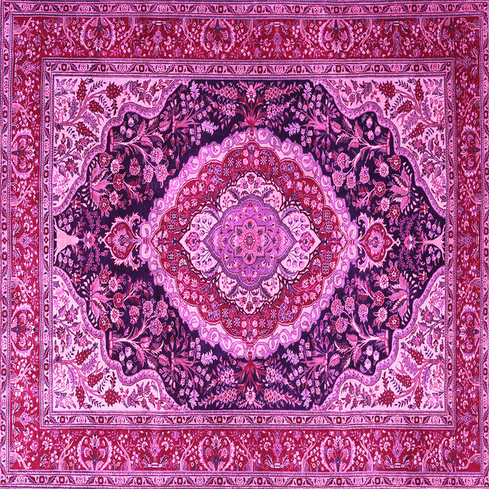 Square Machine Washable Persian Pink Traditional Rug, wshtr3603pnk