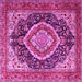 Square Machine Washable Persian Pink Traditional Rug, wshtr3603pnk