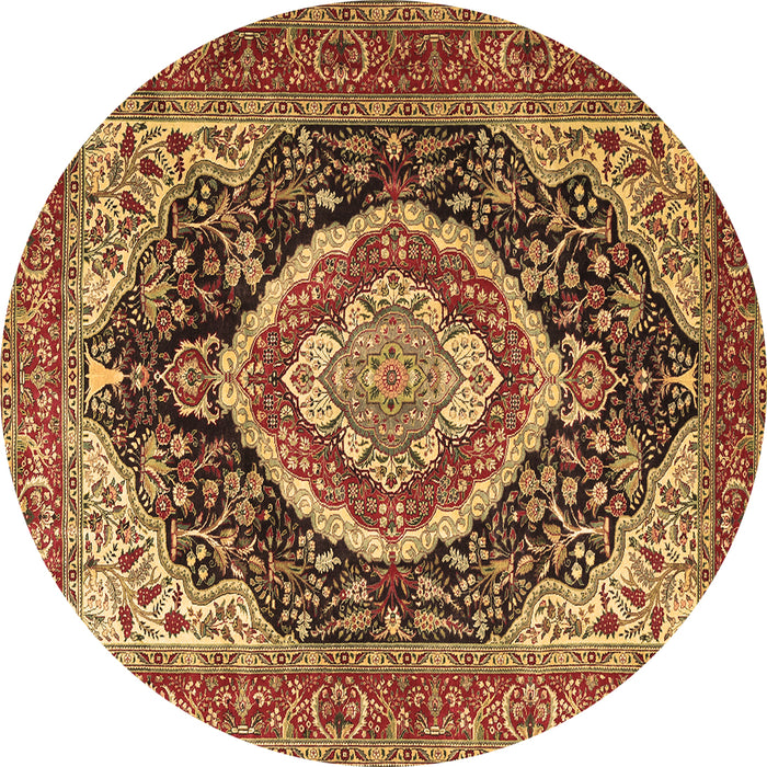 Round Machine Washable Persian Brown Traditional Rug, wshtr3603brn