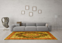 Machine Washable Persian Yellow Traditional Rug, wshtr3603yw