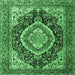 Square Machine Washable Persian Emerald Green Traditional Area Rugs, wshtr3603emgrn