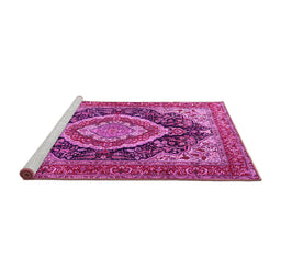 Sideview of Machine Washable Persian Pink Traditional Rug, wshtr3603pnk