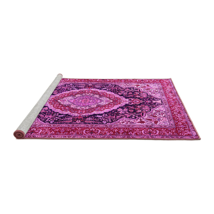 Sideview of Machine Washable Persian Pink Traditional Rug, wshtr3603pnk