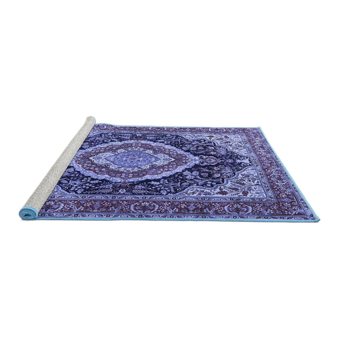 Sideview of Machine Washable Persian Blue Traditional Rug, wshtr3603blu