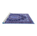 Sideview of Machine Washable Persian Blue Traditional Rug, wshtr3603blu