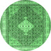 Round Persian Emerald Green Traditional Rug, tr3604emgrn