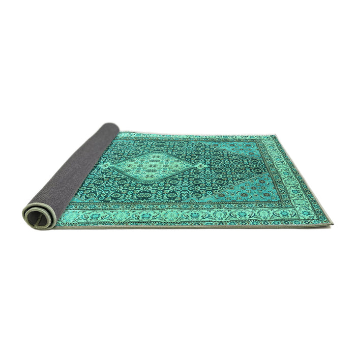 Sideview of Persian Turquoise Traditional Rug, tr3604turq