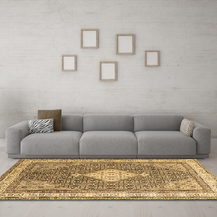 Machine Washable Persian Brown Traditional Rug in a Living Room,, wshtr3604brn