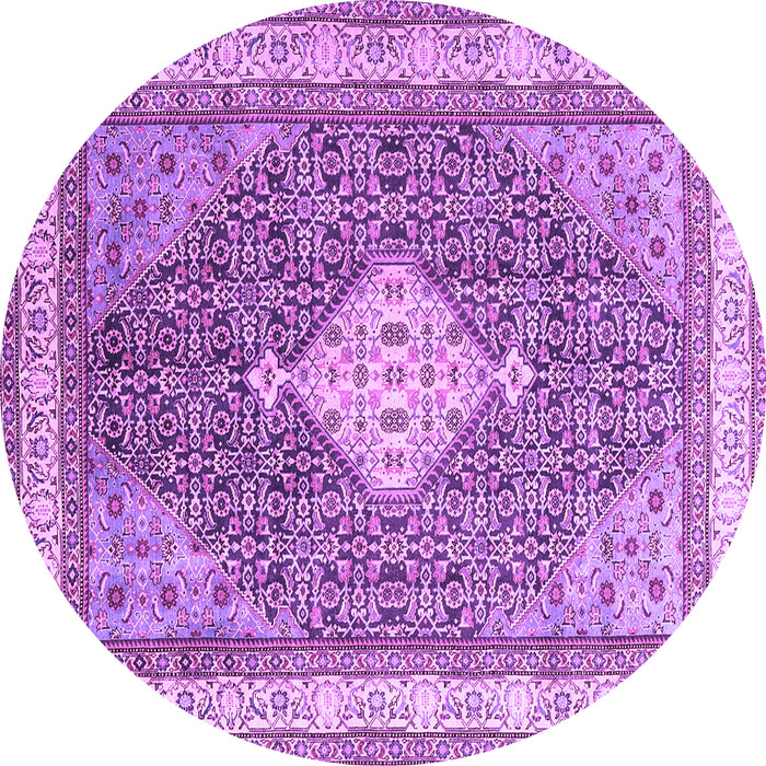 Round Machine Washable Persian Purple Traditional Area Rugs, wshtr3604pur