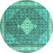 Round Persian Turquoise Traditional Rug, tr3604turq
