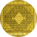 Round Persian Yellow Traditional Rug, tr3604yw