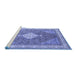 Sideview of Machine Washable Persian Blue Traditional Rug, wshtr3604blu