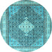 Round Persian Light Blue Traditional Rug, tr3604lblu