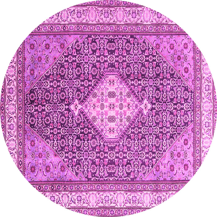 Round Machine Washable Persian Pink Traditional Rug, wshtr3604pnk