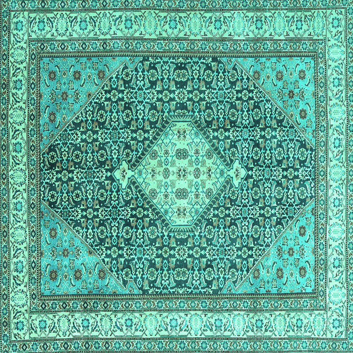 Square Machine Washable Persian Turquoise Traditional Area Rugs, wshtr3604turq