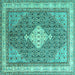 Square Persian Turquoise Traditional Rug, tr3604turq