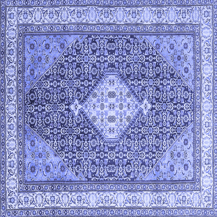 Square Machine Washable Persian Blue Traditional Rug, wshtr3604blu