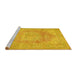 Sideview of Machine Washable Persian Yellow Traditional Rug, wshtr3605yw