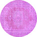 Round Persian Purple Traditional Rug, tr3605pur