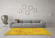 Machine Washable Persian Yellow Traditional Rug in a Living Room, wshtr3605yw