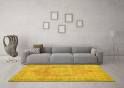 Machine Washable Persian Yellow Traditional Rug in a Living Room, wshtr3605yw