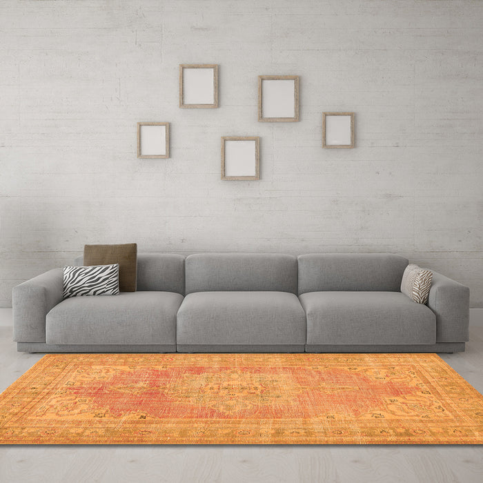 Machine Washable Persian Orange Traditional Area Rugs in a Living Room, wshtr3605org