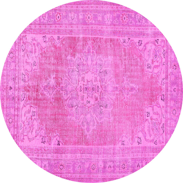 Round Persian Pink Traditional Rug, tr3605pnk