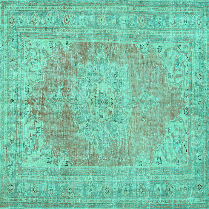 Square Machine Washable Persian Turquoise Traditional Area Rugs, wshtr3605turq
