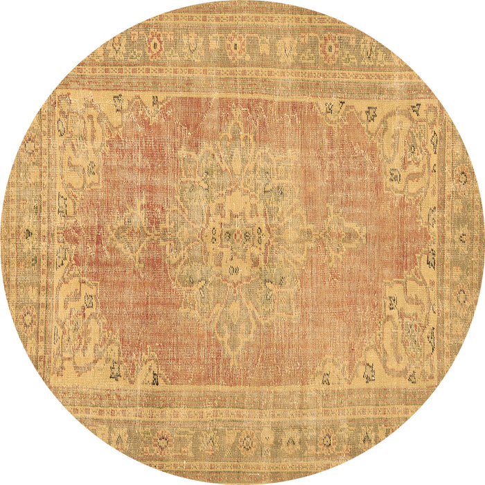 Round Machine Washable Persian Brown Traditional Rug, wshtr3605brn