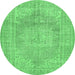 Round Persian Emerald Green Traditional Rug, tr3605emgrn