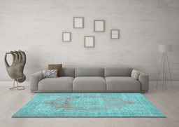 Machine Washable Persian Light Blue Traditional Rug in a Living Room, wshtr3605lblu
