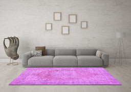 Machine Washable Persian Purple Traditional Area Rugs in a Living Room, wshtr3605pur