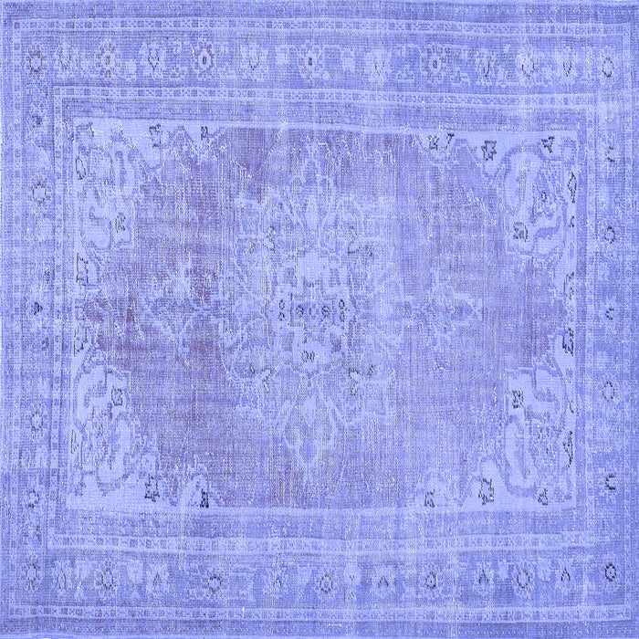 Square Machine Washable Persian Blue Traditional Rug, wshtr3605blu