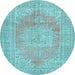 Round Persian Light Blue Traditional Rug, tr3605lblu