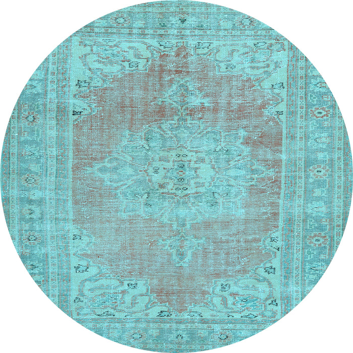 Round Machine Washable Persian Light Blue Traditional Rug, wshtr3605lblu