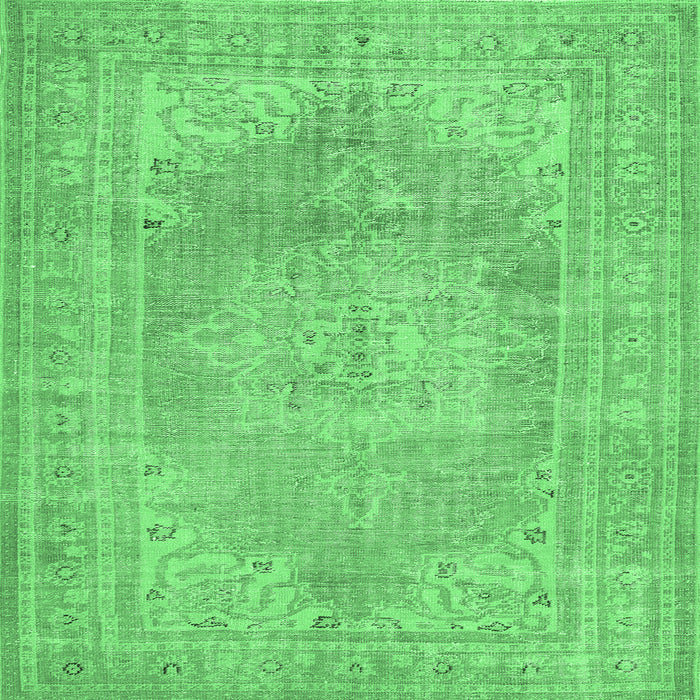 Square Persian Emerald Green Traditional Rug, tr3605emgrn