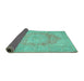 Sideview of Persian Turquoise Traditional Rug, tr3605turq