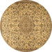 Round Persian Brown Traditional Rug, tr3606brn