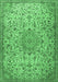 Machine Washable Persian Emerald Green Traditional Area Rugs, wshtr3606emgrn