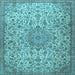 Square Machine Washable Persian Light Blue Traditional Rug, wshtr3606lblu