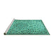 Sideview of Machine Washable Persian Turquoise Traditional Area Rugs, wshtr3606turq