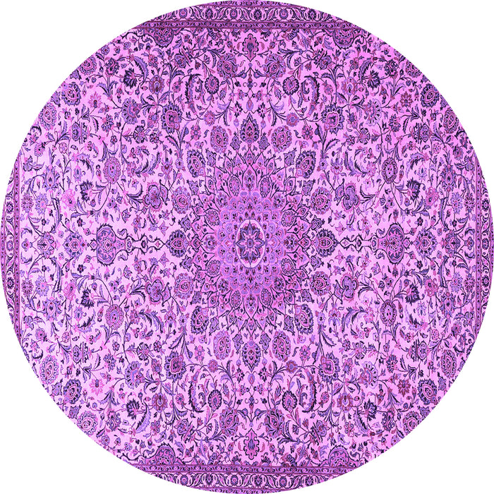 Round Machine Washable Persian Purple Traditional Area Rugs, wshtr3606pur