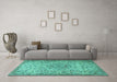 Machine Washable Persian Turquoise Traditional Area Rugs in a Living Room,, wshtr3606turq