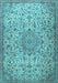 Machine Washable Persian Light Blue Traditional Rug, wshtr3606lblu