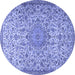 Round Machine Washable Persian Blue Traditional Rug, wshtr3606blu