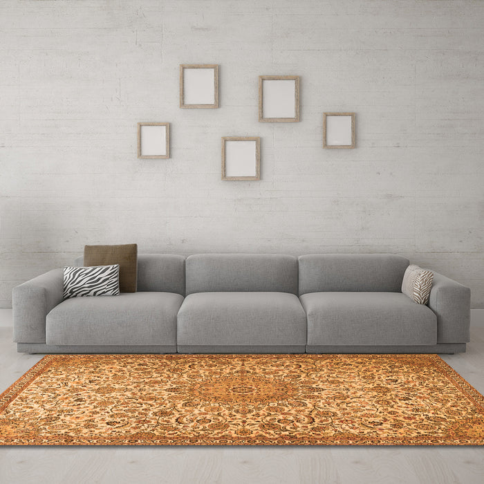 Machine Washable Persian Orange Traditional Area Rugs in a Living Room, wshtr3606org