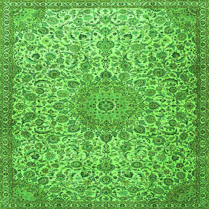 Round Machine Washable Persian Green Traditional Area Rugs, wshtr3606grn