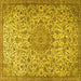 Square Machine Washable Persian Yellow Traditional Rug, wshtr3606yw