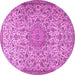 Round Machine Washable Persian Pink Traditional Rug, wshtr3606pnk